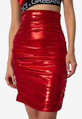 Dolce & Gabbana Ruched High-Rise Mini Skirt Red F4B93T FUIAB S0910
