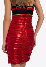 Dolce & Gabbana Ruched High-Rise Mini Skirt Red F4B93T FUIAB S0910