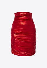 Dolce & Gabbana Ruched High-Rise Mini Skirt Red F4B93T FUIAB S0910