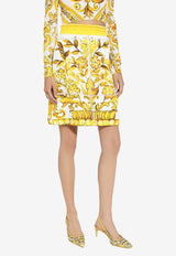 Dolce & Gabbana Majolica Print Brocade A-line Mini Skirt F4BCVT FPTAW HG3TN Yellow