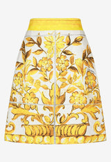 Dolce & Gabbana Majolica Print Brocade A-line Mini Skirt F4BCVT FPTAW HG3TN Yellow