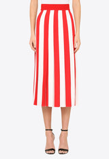 Dolce & Gabbana Striped Cady Midi Skirt Red F4BSVT FSRMG HWMRS