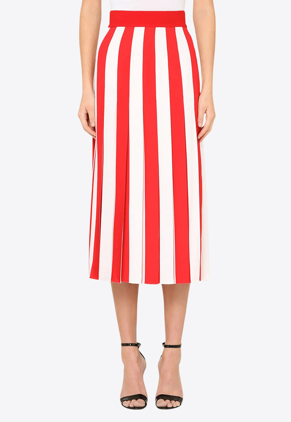 Dolce & Gabbana Striped Cady Midi Skirt Red F4BSVT FSRMG HWMRS