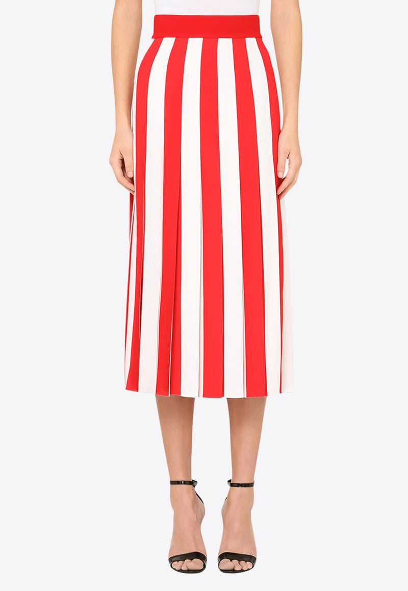 Dolce & Gabbana Striped Cady Midi Skirt Red F4BSVT FSRMG HWMRS