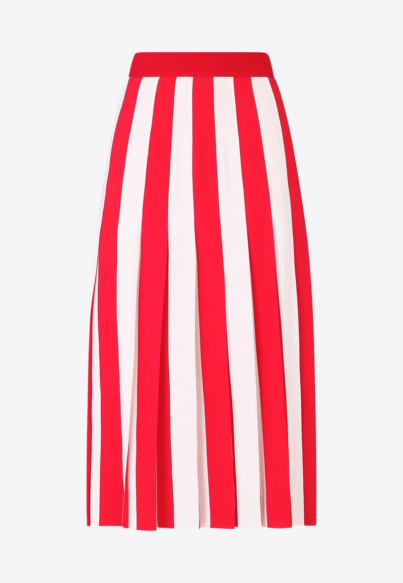 Dolce & Gabbana Striped Cady Midi Skirt Red F4BSVT FSRMG HWMRS