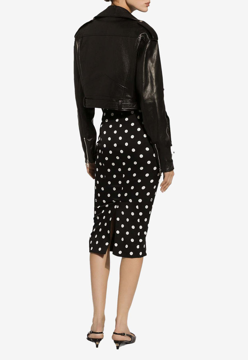 Dolce & Gabbana Polka Dot Print Midi Pencil Skirt F4BUOT FSA62 HNZRW Black