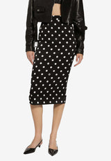 Dolce & Gabbana Polka Dot Print Midi Pencil Skirt F4BUOT FSA62 HNZRW Black