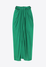 Dolce & Gabbana Gathered Midi Skirt with High-Slit Green F4BY2T HU7FI V0403