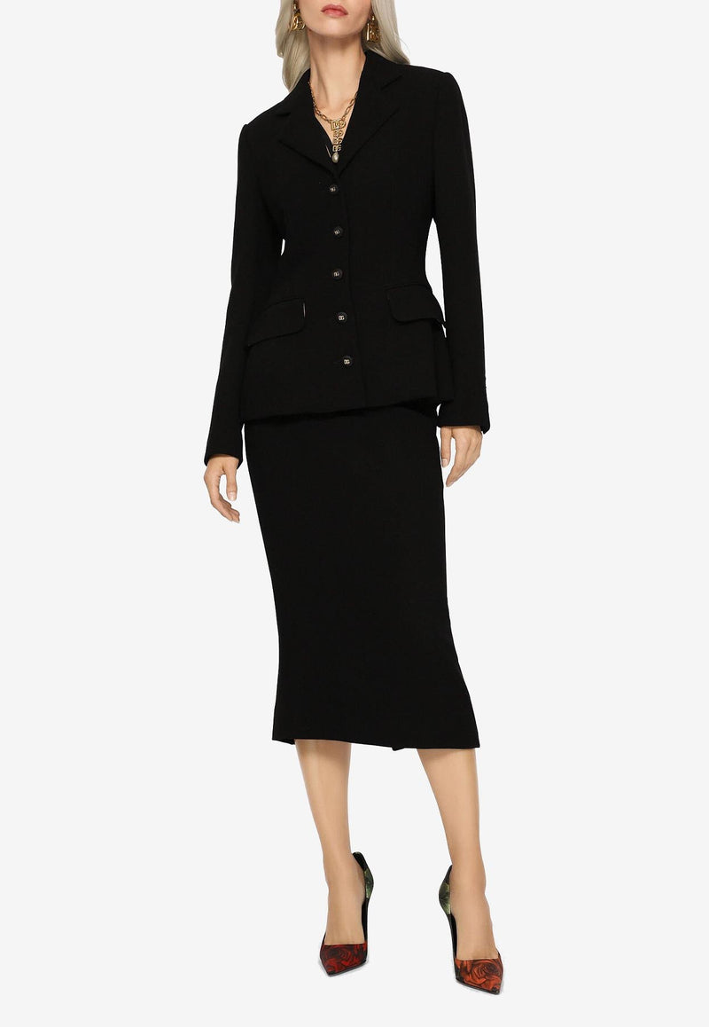 Dolce & Gabbana High-Waist Wool Pencil Skirt Black F4BZBT FU23Q N0000