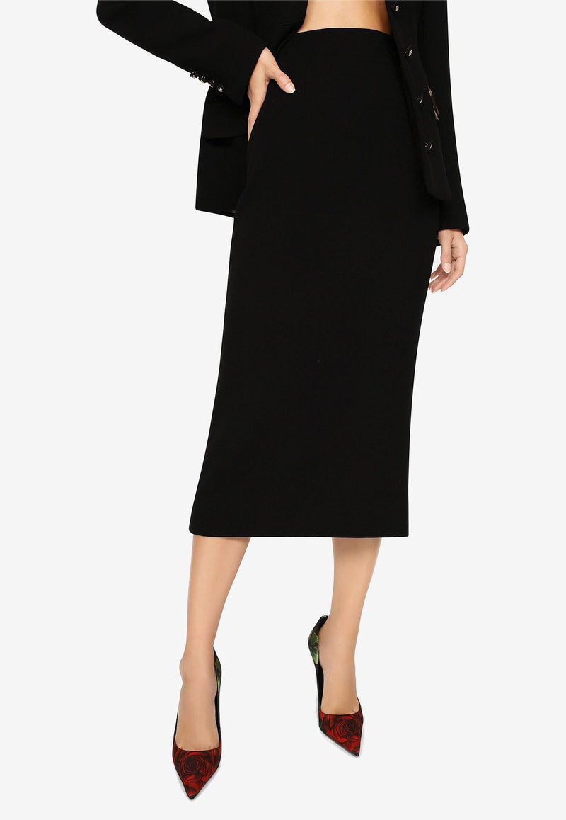 Dolce & Gabbana High-Waist Wool Pencil Skirt Black F4BZBT FU23Q N0000