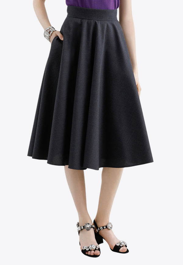 Dolce & Gabbana Woolen Midi Circle Skirt Gray F4C2IT FU286 S8290