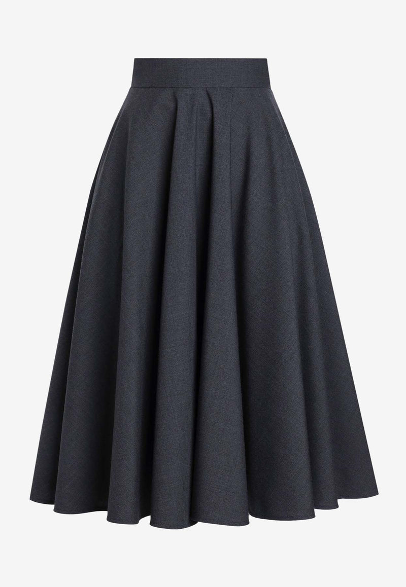 Dolce & Gabbana Woolen Midi Circle Skirt Gray F4C2IT FU286 S8290