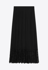 Dolce & Gabbana Pleated Chiffon and Lace Midi Skirt Black F4C6ATFUSNW_DOLCE-N0000