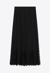 Dolce & Gabbana Pleated Chiffon and Lace Midi Skirt Black F4C6ATFUSNW_DOLCE-N0000