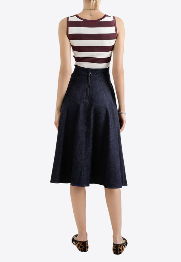 Dolce & Gabbana DG Logo Midi Denim Circle Skirt Blue F4C7OD G8MR3 S9001