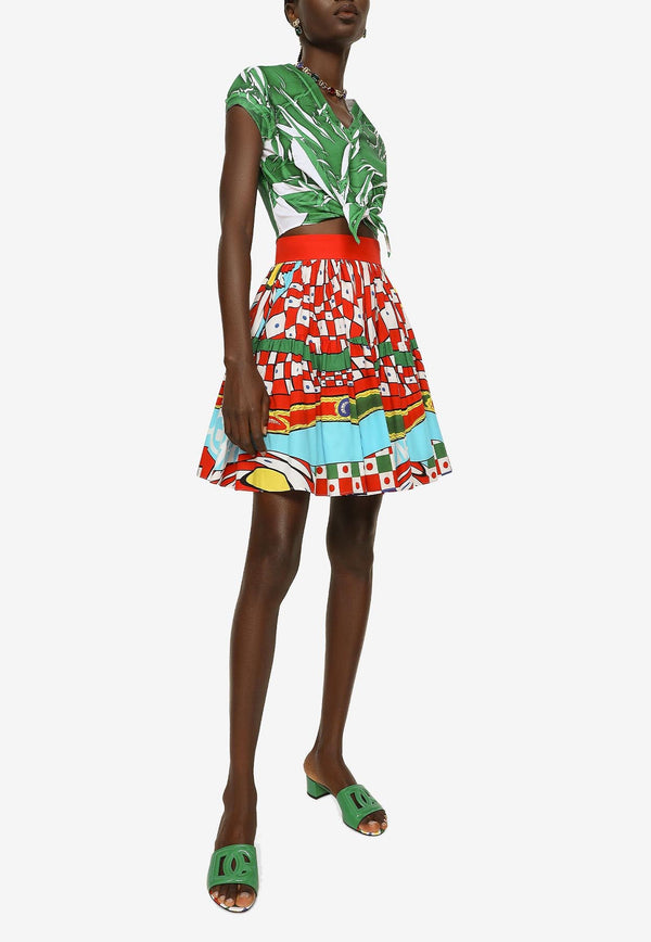 Dolce & Gabbana Carretto Print Pleated Mini Skirt Multicolor F4CB1T FI5G3 HH4KS
