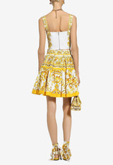 Dolce & Gabbana Majolica Print Pleated Mini Skirt F4CB1T HH5DV HG3TN Yellow