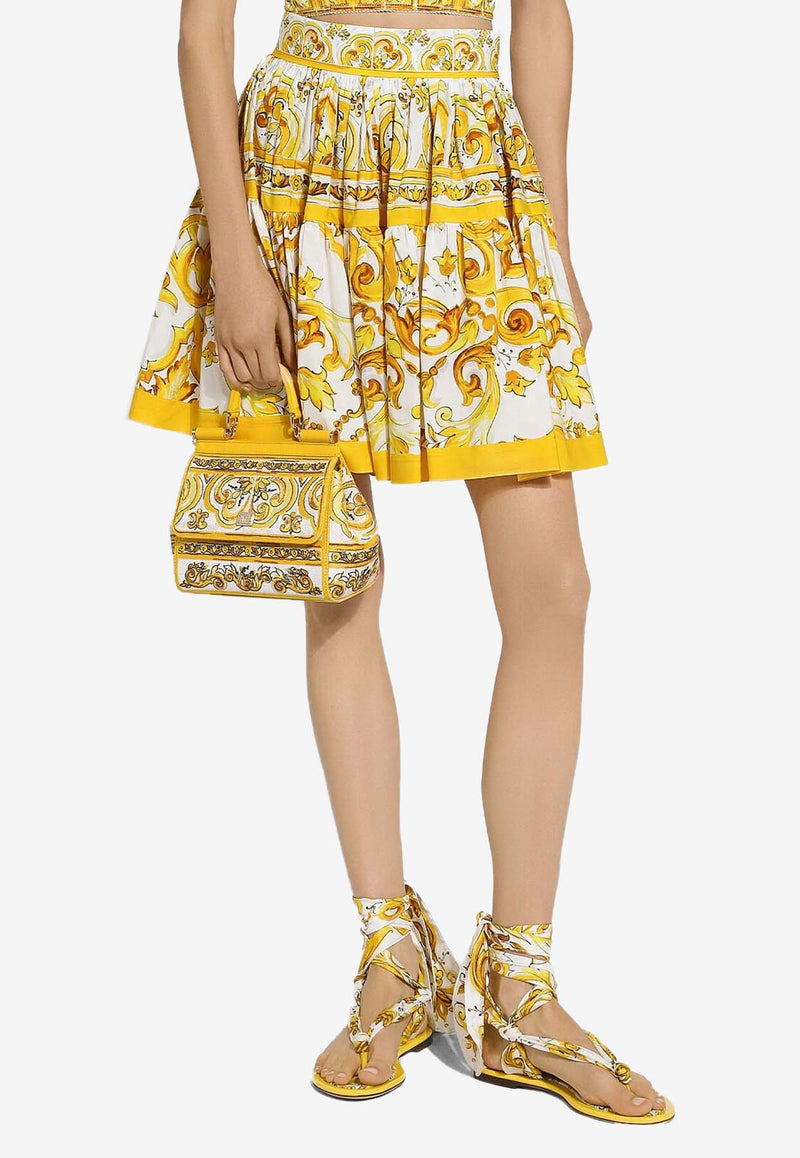 Dolce & Gabbana Majolica Print Pleated Mini Skirt F4CB1T HH5DV HG3TN Yellow