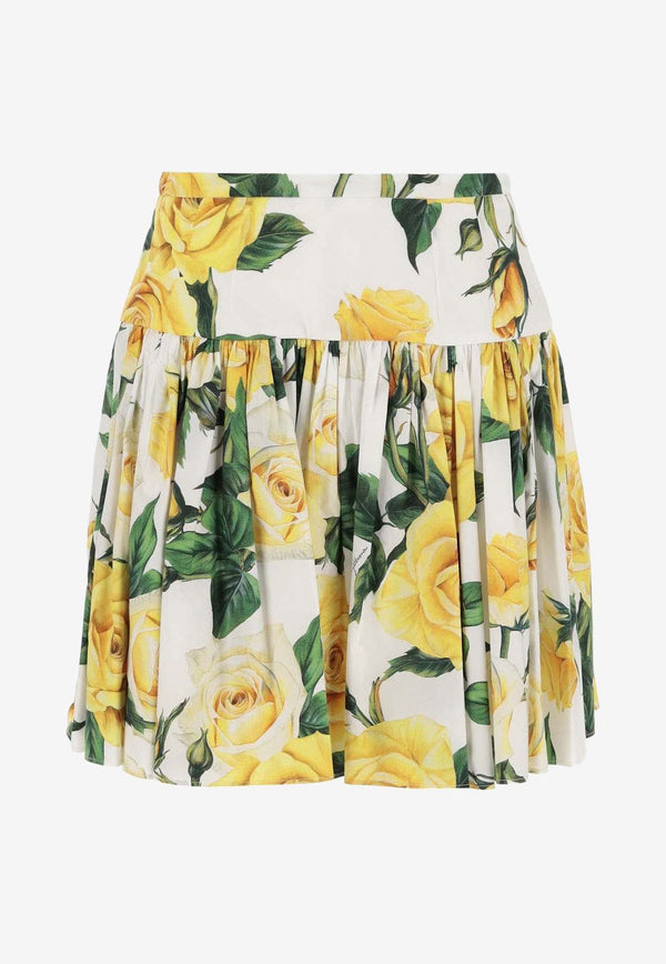 Skirts Rose Print Pleated Mini Skirt F4CFAT HS5NK HA3VO