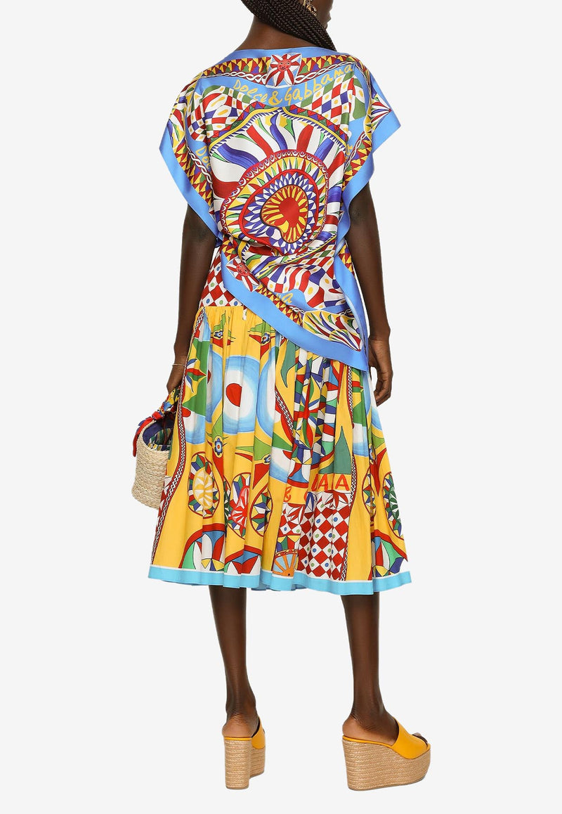Dolce & Gabbana Carretto Print Pleated Midi Skirt Multicolor F4CFCT FI5G0 HH4KV