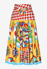 Dolce & Gabbana Carretto Print Pleated Midi Skirt Multicolor F4CFCT FI5G0 HH4KV