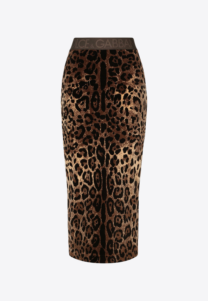 Dolce & Gabbana Leopard Print Midi Pencil Skirt Brown F4CHZT FJ7D5 S8350