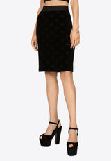 Dolce & Gabbana DG Logo Flocked Jersey Skirt Black F4CJUT FJ7DL N0000