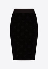 Dolce & Gabbana DG Logo Flocked Jersey Skirt Black F4CJUT FJ7DL N0000