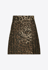 Dolce & Gabbana High-Waist Leopard Print Mini Skirt Brown F4CO4T FJ3D9 S8180