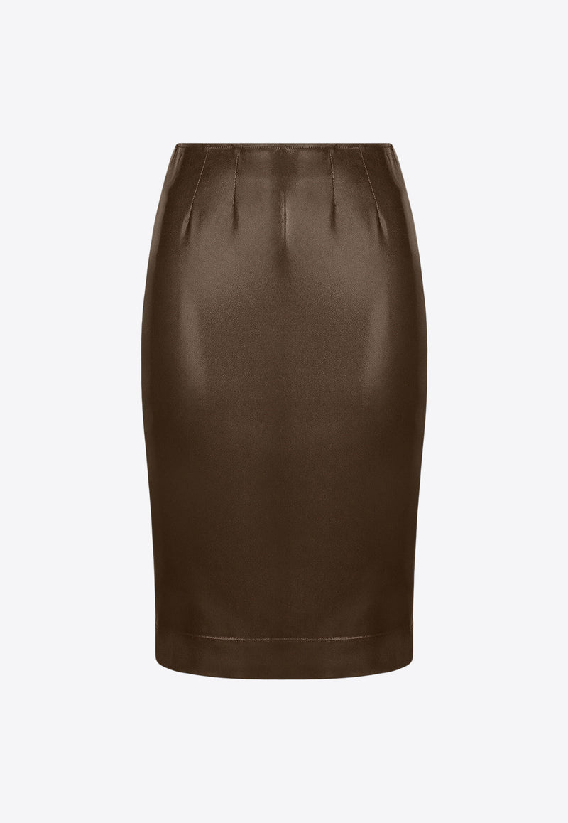 Dolce & Gabbana Shiny Mini Pencil Skirt Brown F4COJT FURMV M1512