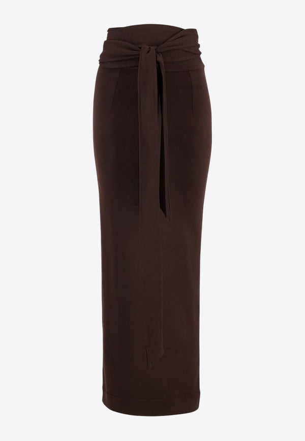 Dolce & Gabbana Belted Virgin-Wool Maxi Skirt Brown F4COOT FUGRH M1512