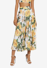 Skirts Sequined Rose-Print Midi Skirt F4CP7T ISMF0 HA3VO