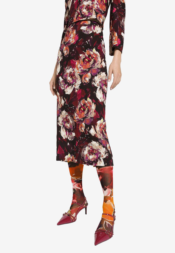 Dolce & Gabbana All-Over Floral-Patterned Midi Skirt F4CSJT FSIBD HR4YC Multicolor