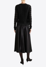 Dolce & Gabbana Silk Satin Midi Flared Skirt Black F4CSOT FU1NU N0000