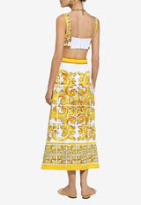 Dolce & Gabbana Majolica Print Brocade Midi Skirt F4CUNT FPTAX HG5DQ Yellow