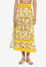 Dolce & Gabbana Majolica Print Brocade Midi Skirt F4CUNT FPTAX HG5DQ Yellow