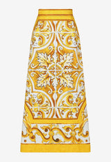 Dolce & Gabbana Majolica Print Brocade Midi Skirt F4CUNT FPTAX HG5DQ Yellow