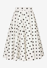 Dolce & Gabbana Polka Dot Print Flared Midi Skirt F4CVMT FSFNM HWZRN White