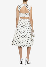 Dolce & Gabbana Polka Dot Print Flared Midi Skirt F4CVMT FSFNM HWZRN White