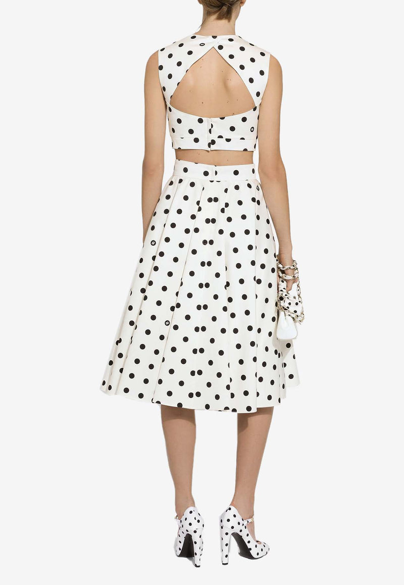 Dolce & Gabbana Polka Dot Print Flared Midi Skirt F4CVMT FSFNM HWZRN White