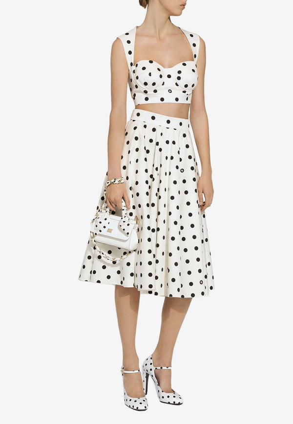 Dolce & Gabbana Polka Dot Print Flared Midi Skirt F4CVMT FSFNM HWZRN White