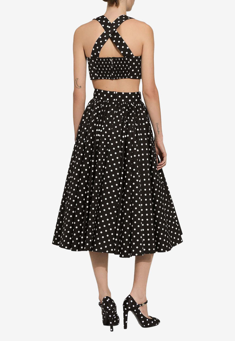 Dolce & Gabbana Polka Dot Print Flared Midi Skirt F4CWBT HS5R7 HNZQW Black