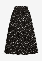 Dolce & Gabbana Polka Dot Print Flared Midi Skirt F4CWBT HS5R7 HNZQW Black