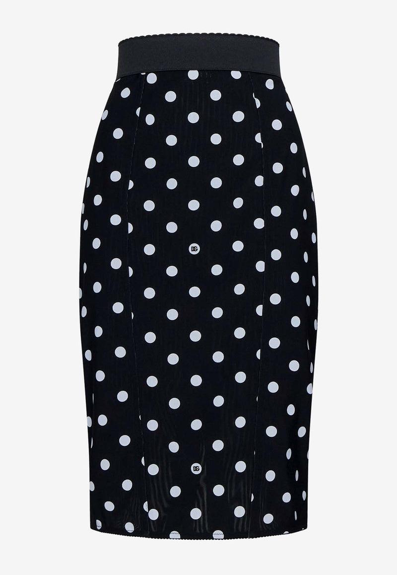 Dolce & Gabbana Polka Dot Print Pencil Midi Skirt F4CWKT FSUBH HNZRW Black