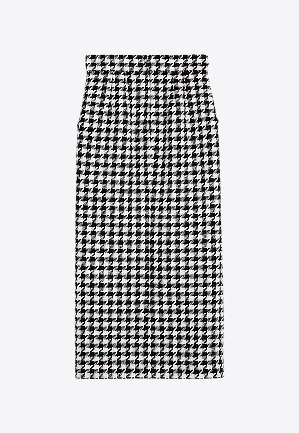 Dolce & Gabbana Macro-Houndstooth Midi Skirt Gray F4CWVTFQ3F0/P_DOLCE-S8100