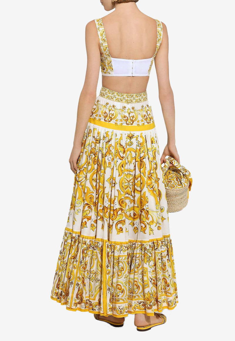 Dolce & Gabbana Majolica Print Flared Maxi Skirt F4CX0T HH5A5 HG3TN Yellow