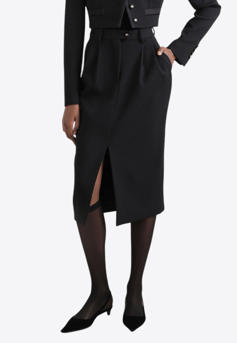 Dolce & Gabbana Wool Midi Pencil Skirt Black F4CZUT FUBGE N0000