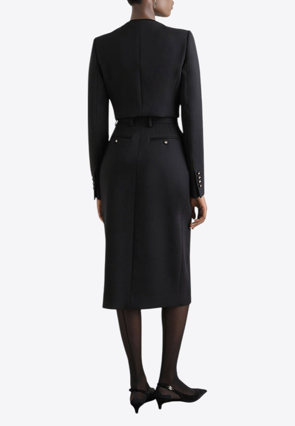 Dolce & Gabbana Wool Midi Pencil Skirt Black F4CZUT FUBGE N0000
