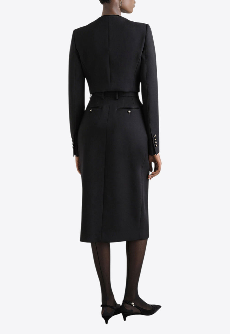 Dolce & Gabbana Wool Midi Pencil Skirt Black F4CZUT FUBGE N0000