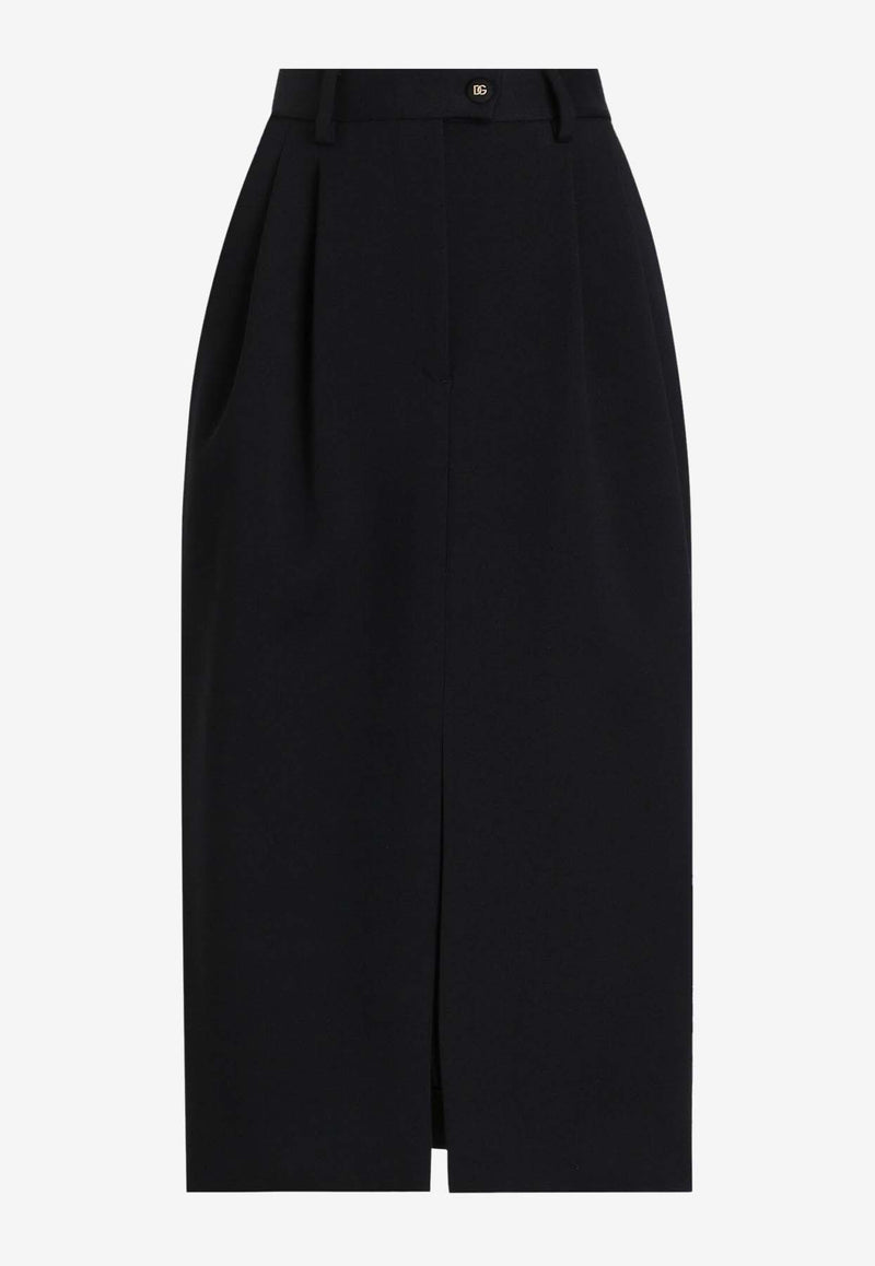 Dolce & Gabbana Wool Midi Pencil Skirt Black F4CZUT FUBGE N0000